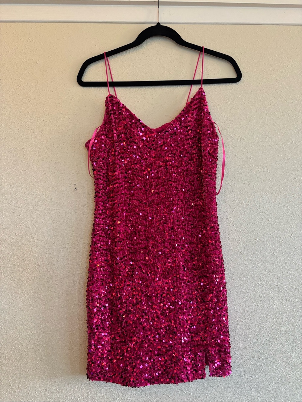 Francesca's Collections Hot Pink Sequin Slip Dress